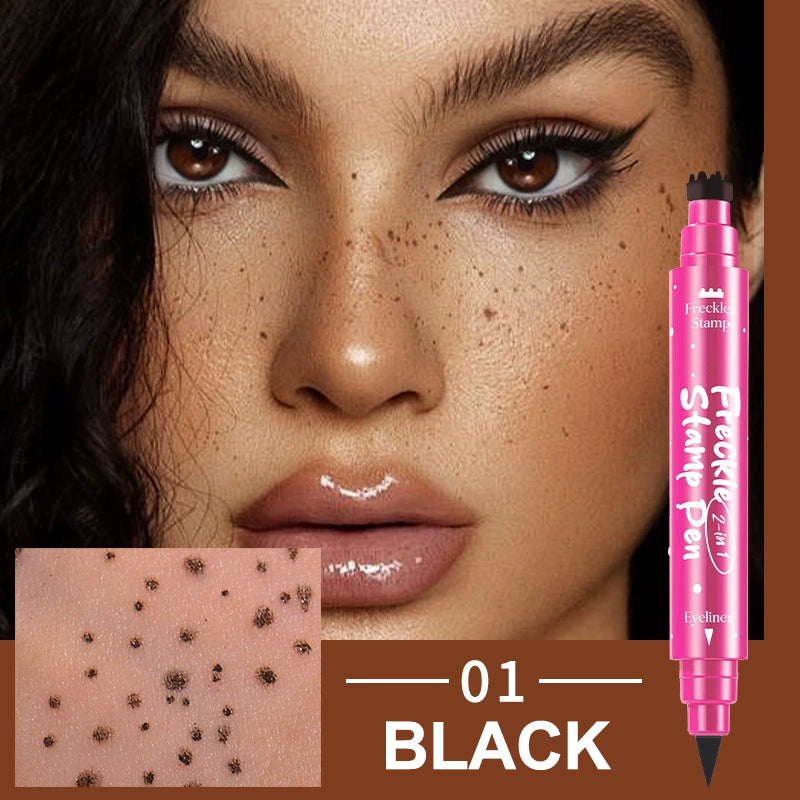 2-in-1 Freckle Stamp & Eyeliner Pen - Waterproof Faux Freckles & Beauty Marks