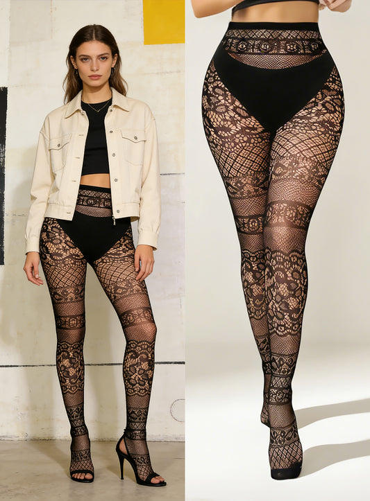 KRAVELUXX Fishnet Garter Belt Stocking Suspender Pantyhose Tights Thigh High Pantyhose