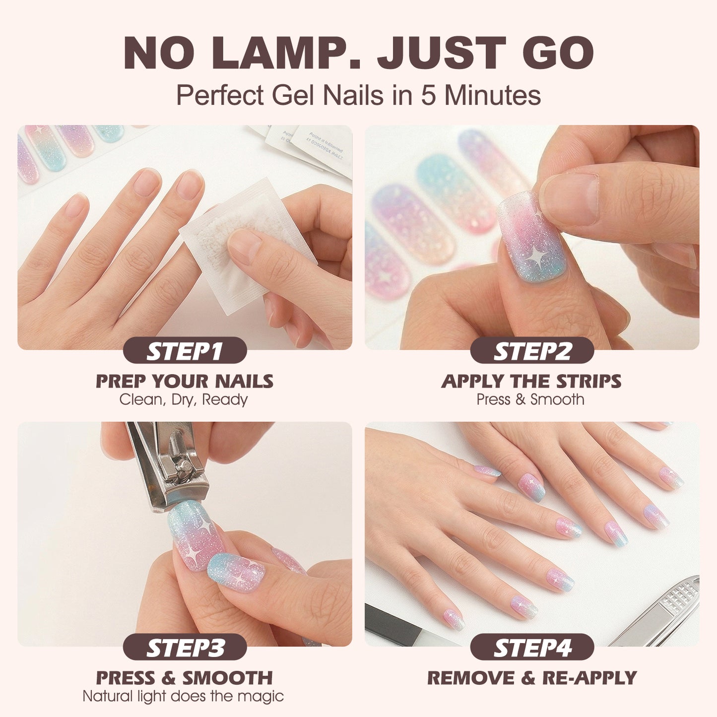 Gel Nail Strips UV-Free BSA-0028