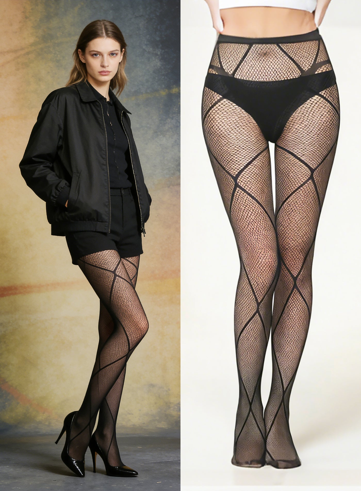 KRAVELUXX Fishnet Garter Belt Stocking Suspender Pantyhose Tights Thigh High Pantyhose