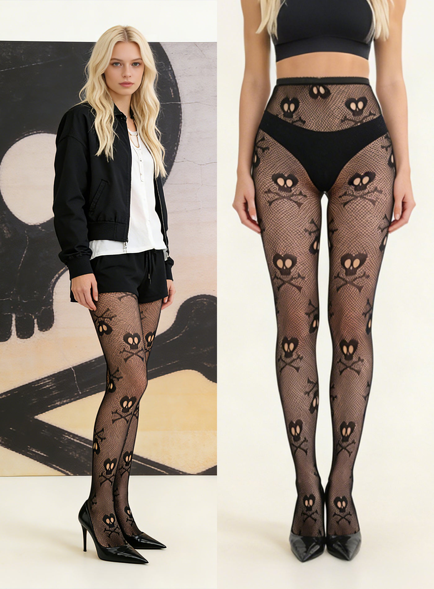 KRAVELUXX Fishnet Garter Belt Stocking Suspender Pantyhose Tights Thigh High Pantyhose