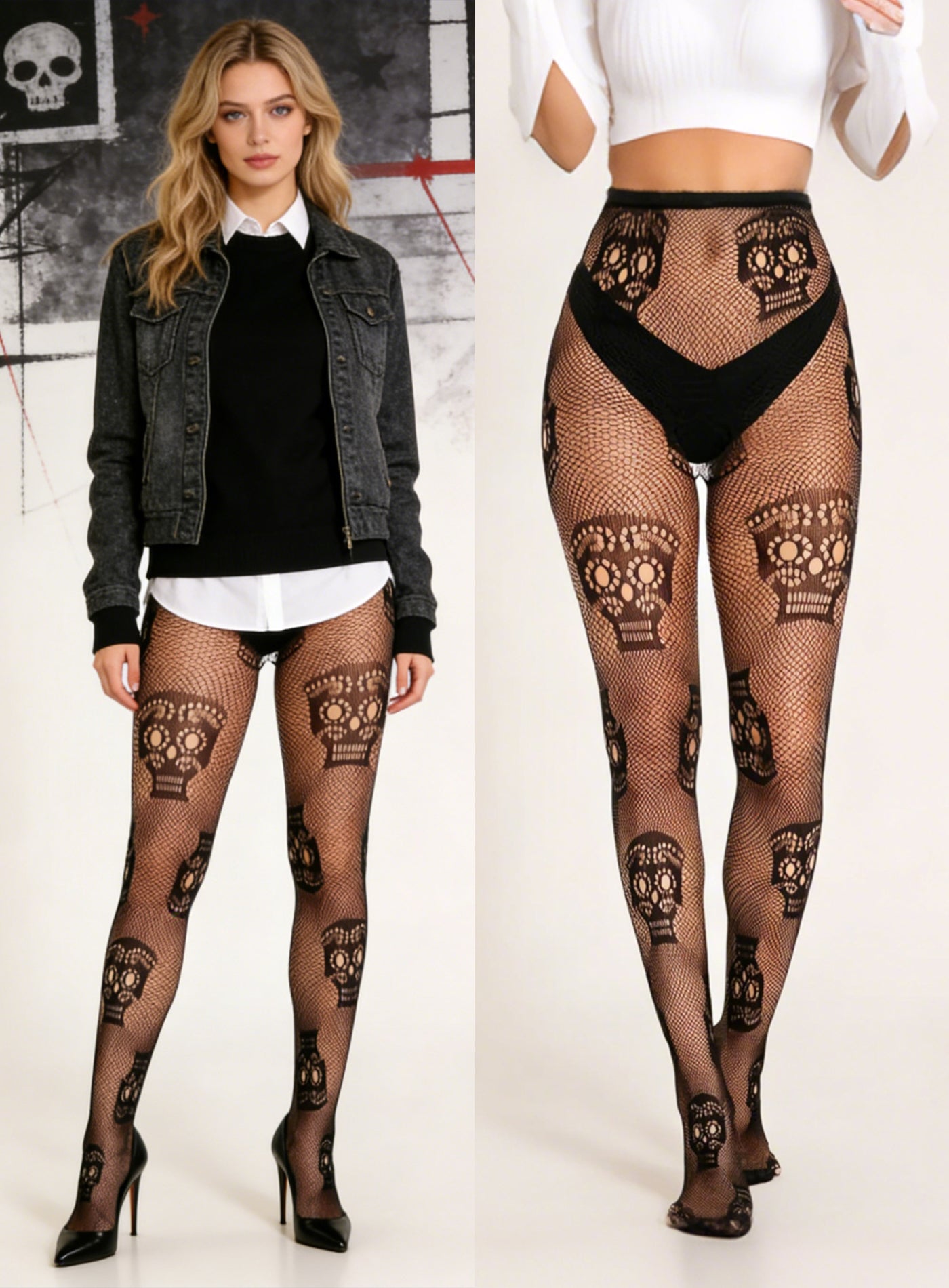 KRAVELUXX Fishnet Garter Belt Stocking Suspender Pantyhose Tights Thigh High Pantyhose