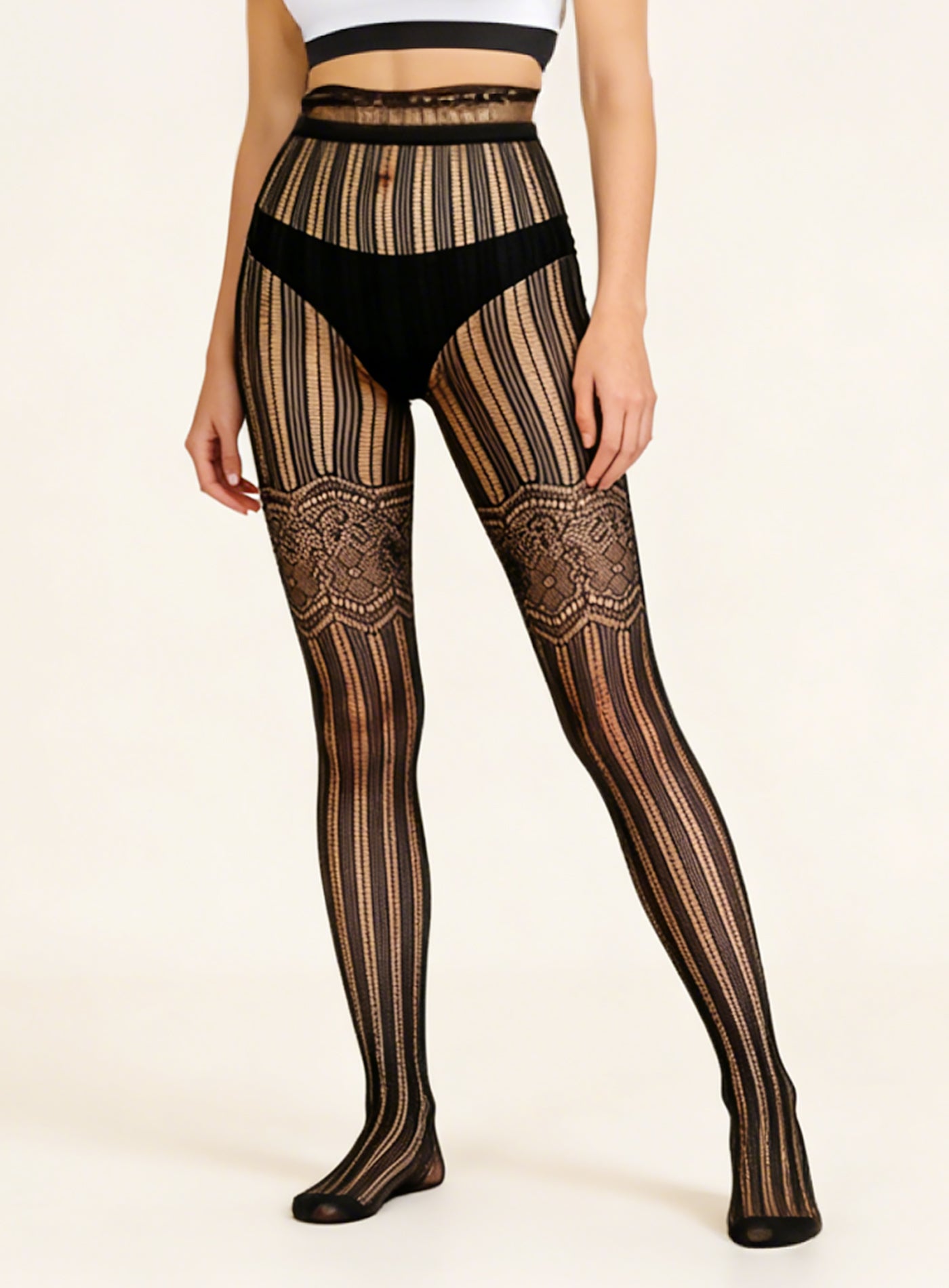 KRAVELUXX Fishnet Garter Belt Stocking Suspender Pantyhose Tights Thigh High Pantyhose