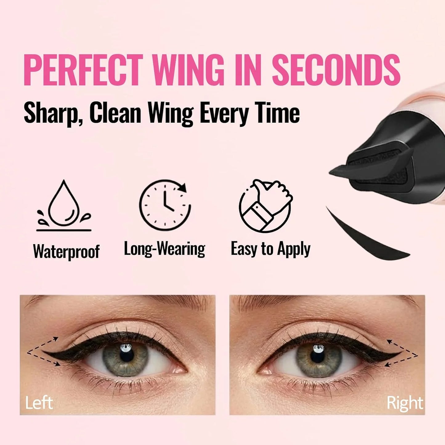 Black ‌& Brown Winged Eyeliner Stamp - Waterproof Liquid Eyeliner Pen for Perfect Cat Eye