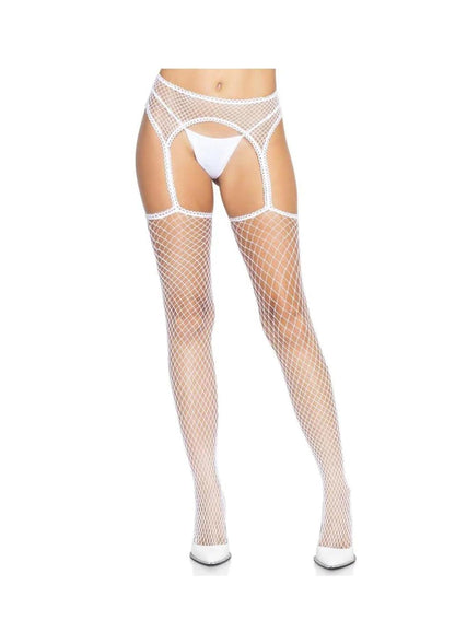 Leg Avenue Women's Fishnet Stockings With Attached Garter Belt