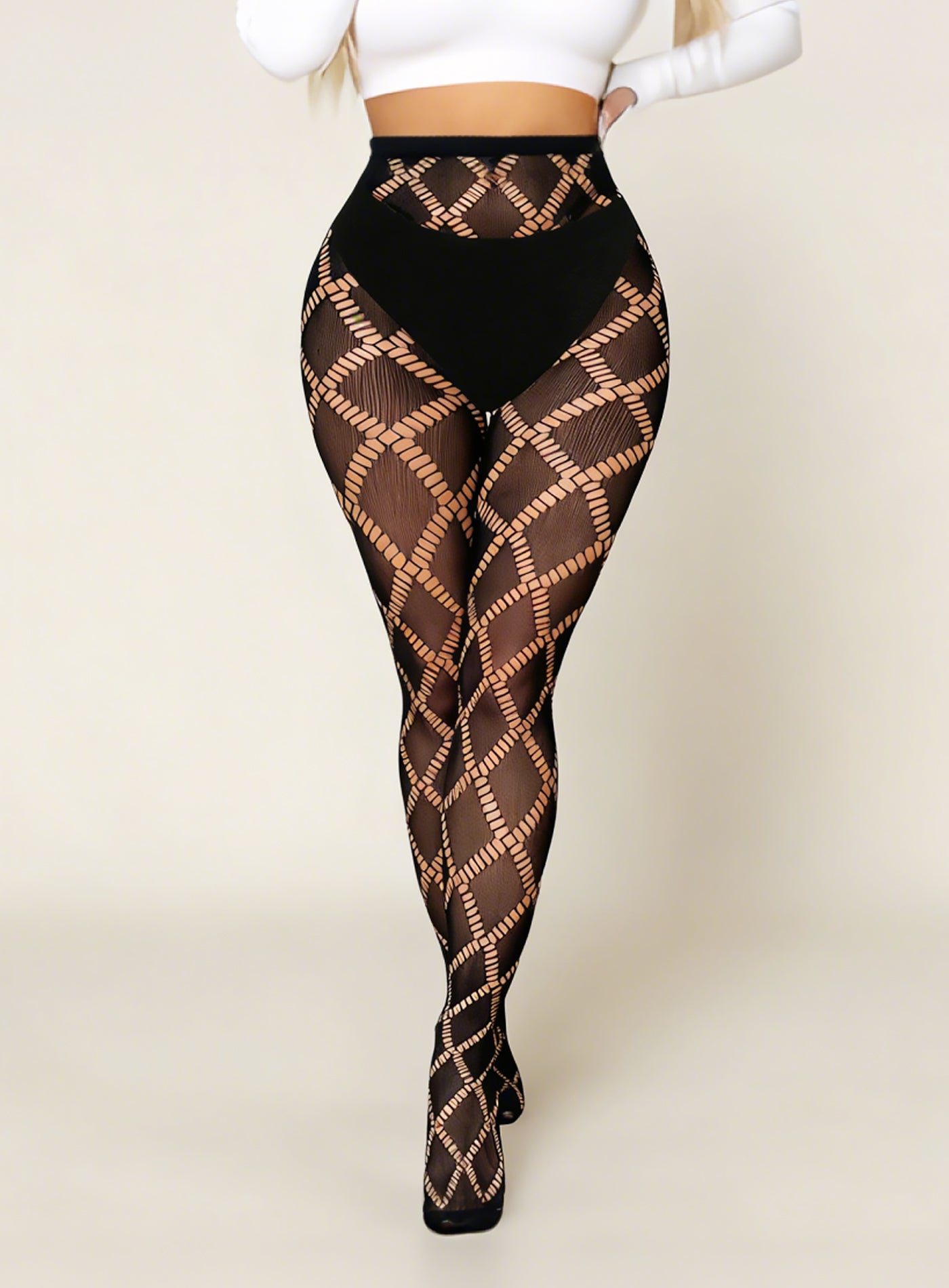 KRAVELUXX Fishnet Garter Belt Stocking Suspender Pantyhose Tights Thigh High Pantyhose