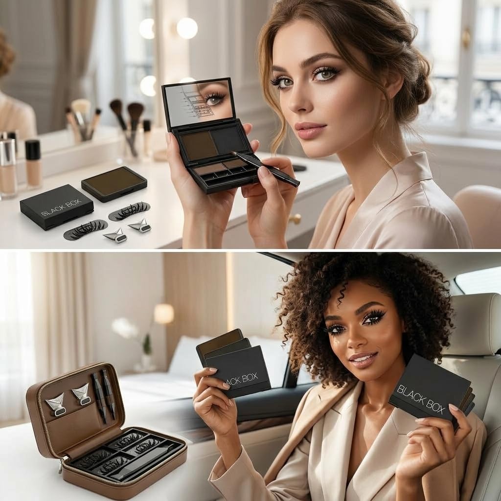 3-in-1 Portable Eye Makeup Kit: Lower Eyelash Stamp + Liquid Eyeliner + Beauty Mark Pen