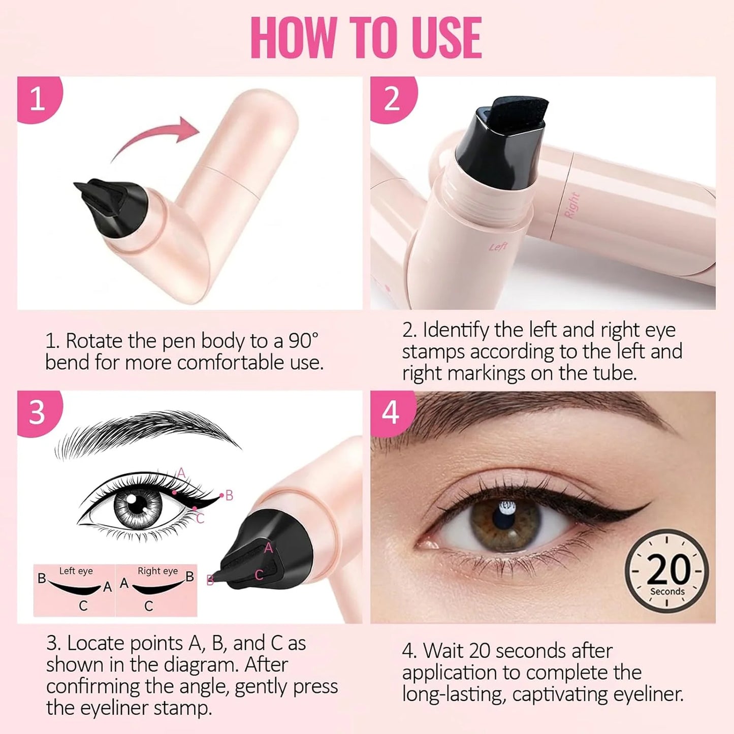 Black ‌& Brown Winged Eyeliner Stamp - Waterproof Liquid Eyeliner Pen for Perfect Cat Eye