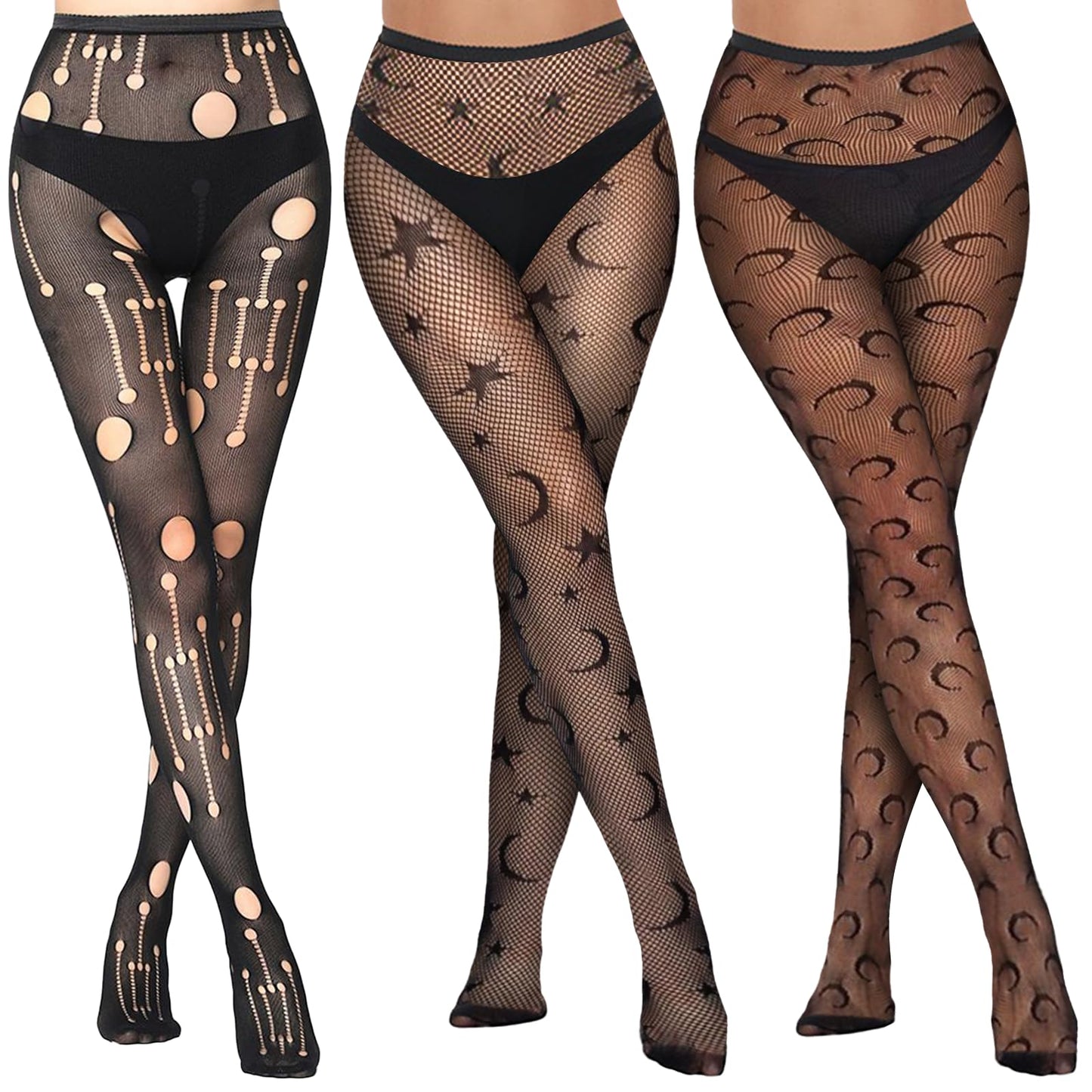 Buauty Lace Patterned Fishnet Tights for Women Black Fishnets Leggings Lace Tights