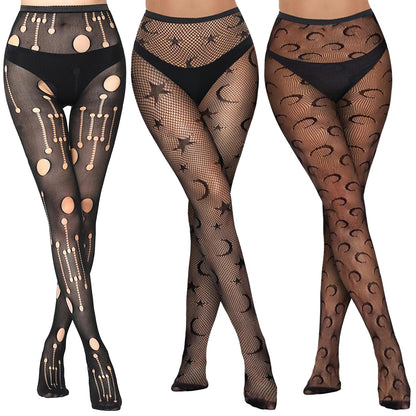 Buauty Lace Patterned Fishnet Tights for Women Black Fishnets Leggings Lace Tights