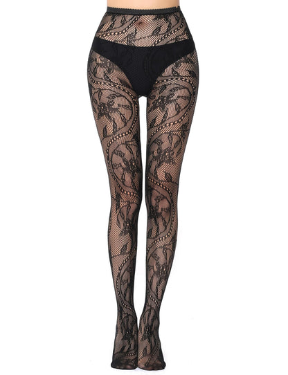 Buauty Lace Patterned Fishnet Tights for Women Black Fishnets Leggings Lace Tights
