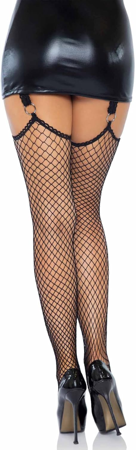 Leg Avenue Women's Fishnet Stockings With Attached Garter Belt