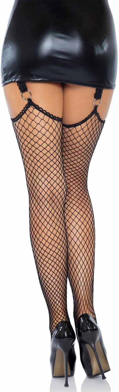 Leg Avenue Women's Fishnet Stockings With Attached Garter Belt