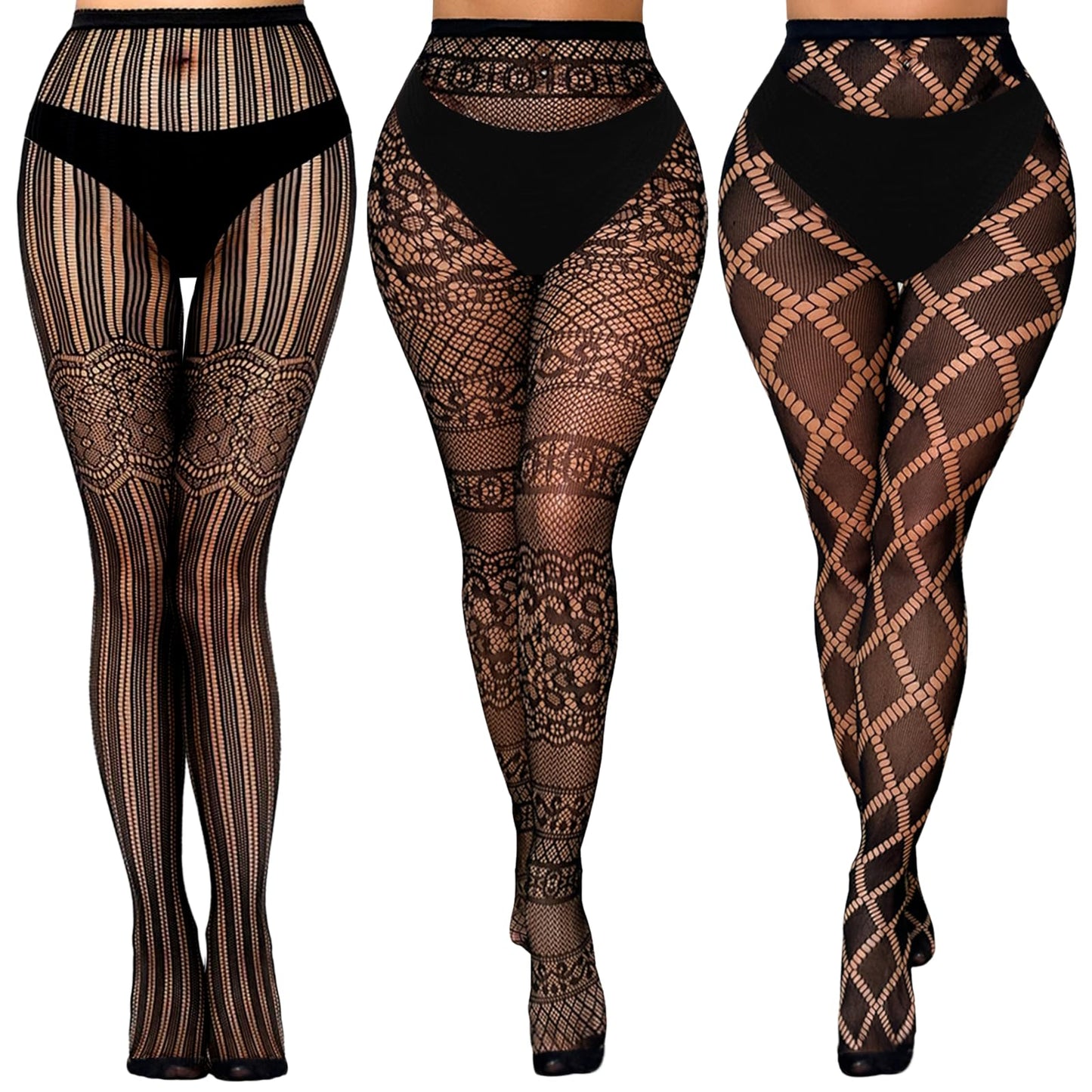 Buauty Lace Patterned Fishnet Tights for Women Black Fishnets Leggings Lace Tights