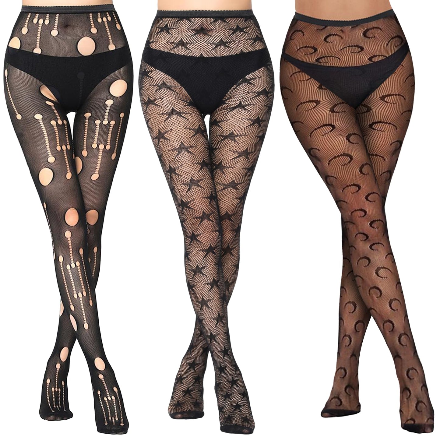 Buauty Lace Patterned Fishnet Tights for Women Black Fishnets Leggings Lace Tights