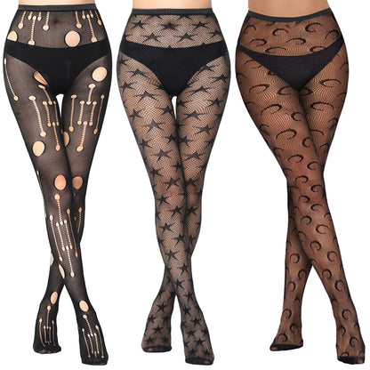 Buauty Lace Patterned Fishnet Tights for Women Black Fishnets Leggings Lace Tights