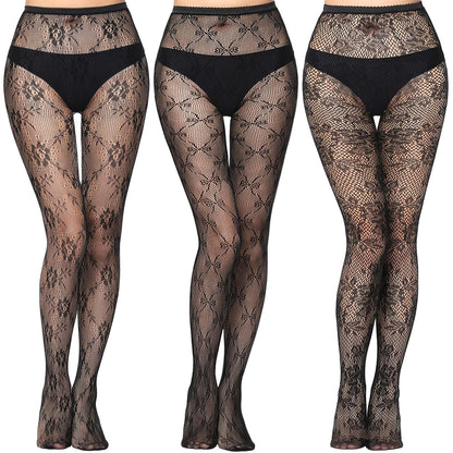 Buauty Lace Patterned Fishnet Tights for Women Black Fishnets Leggings Lace Tights