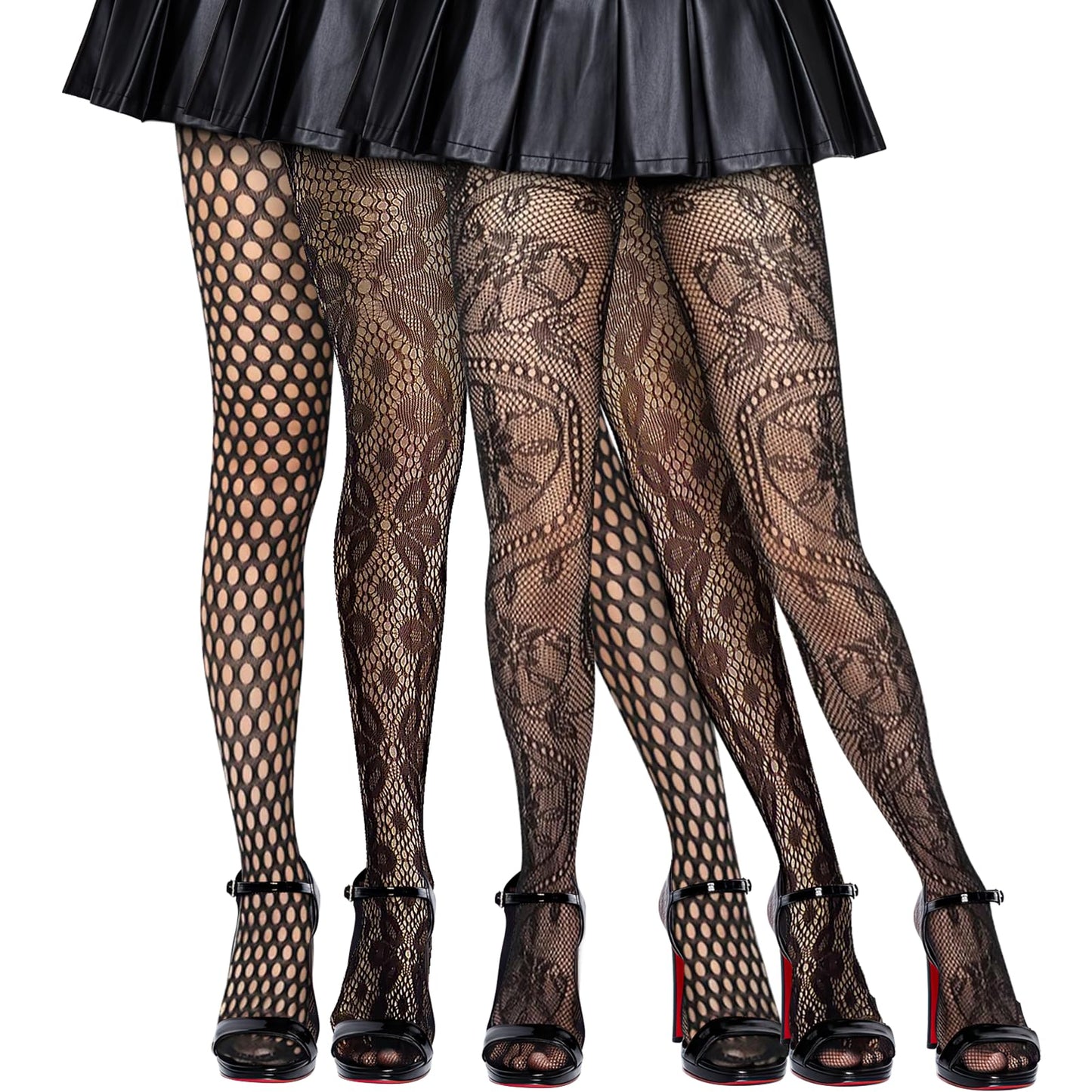 Buauty Lace Patterned Fishnet Tights for Women Black Fishnets Leggings Lace Tights