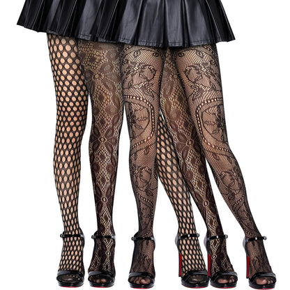 Buauty Lace Patterned Fishnet Tights for Women Black Fishnets Leggings Lace Tights