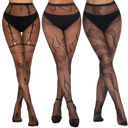 Buauty Lace Patterned Fishnet Tights for Women Black Fishnets Leggings Lace Tights