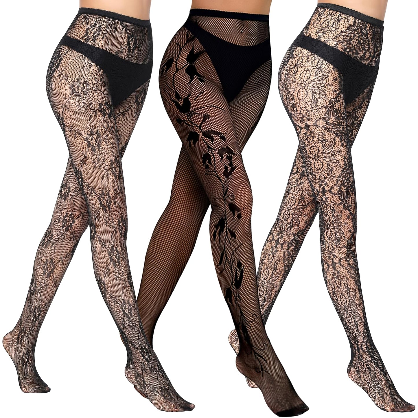 Buauty Lace Patterned Fishnet Tights for Women Black Fishnets Leggings Lace Tights