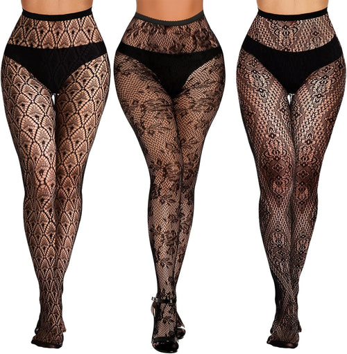 Buauty Lace Patterned Fishnet Tights for Women Black Fishnets Leggings Lace Tights