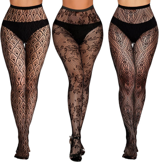 Buauty Lace Patterned Fishnet Tights for Women Black Fishnets Leggings Lace Tights