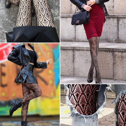 Buauty Lace Patterned Fishnet Tights for Women Black Fishnets Leggings Lace Tights