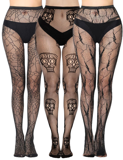Buauty Lace Patterned Fishnet Tights for Women Black Fishnets Leggings Lace Tights