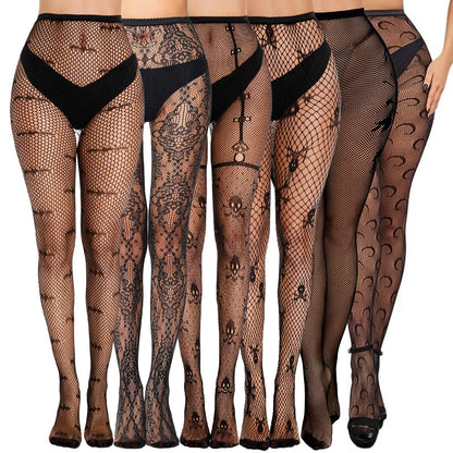 Buauty Lace Patterned Fishnet Tights for Women Black Fishnets Leggings Lace Tights