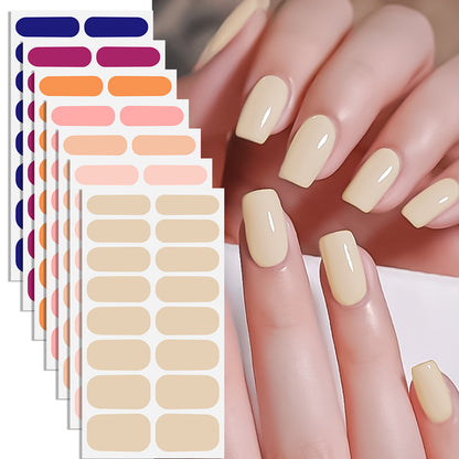 KRAVELUXX Nail Polish Strips -Non-Toxic Nail Wraps for Women, No UV Lamp Needed, Long Lasting DIY Manicure Decals, Classic Solid Colors & Designs with Nail File