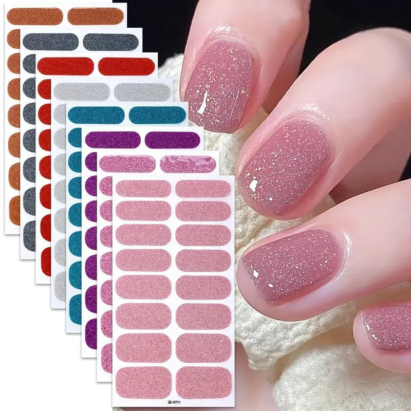 KRAVELUXX Nail Polish Strips -Non-Toxic Nail Wraps for Women, No UV Lamp Needed, Long Lasting DIY Manicure Decals, Classic Solid Colors & Designs with Nail File
