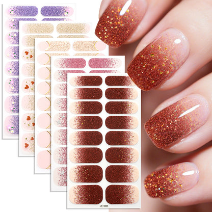 KRAVELUXX Nail Polish Strips -Non-Toxic Nail Wraps for Women, No UV Lamp Needed, Long Lasting DIY Manicure Decals, Classic Solid Colors & Designs with Nail File