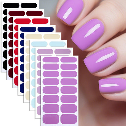 KRAVELUXX Nail Polish Strips -Non-Toxic Nail Wraps for Women, No UV Lamp Needed, Long Lasting DIY Manicure Decals, Classic Solid Colors & Designs with Nail File