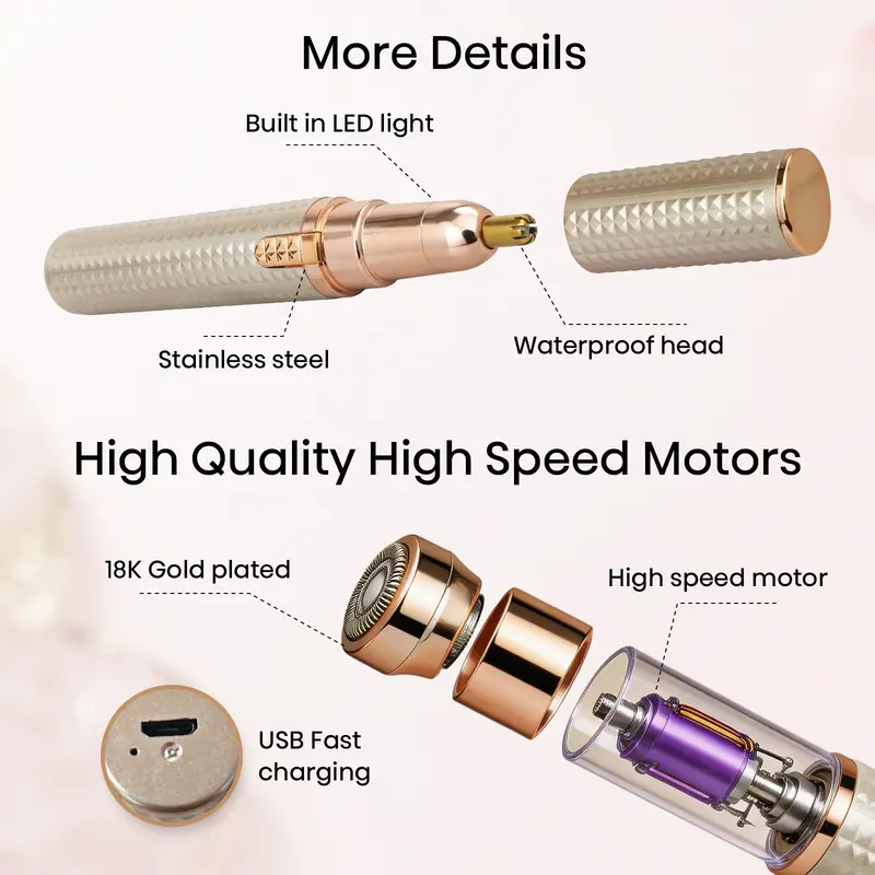 3-in-1 Rechargeable Eyebrow Trimmer & Facial Hair Remover for Women