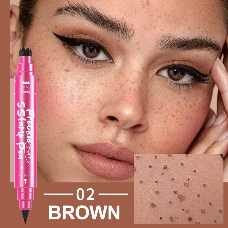 2-in-1 Freckle Stamp & Eyeliner Pen - Waterproof Faux Freckles & Beauty Marks
